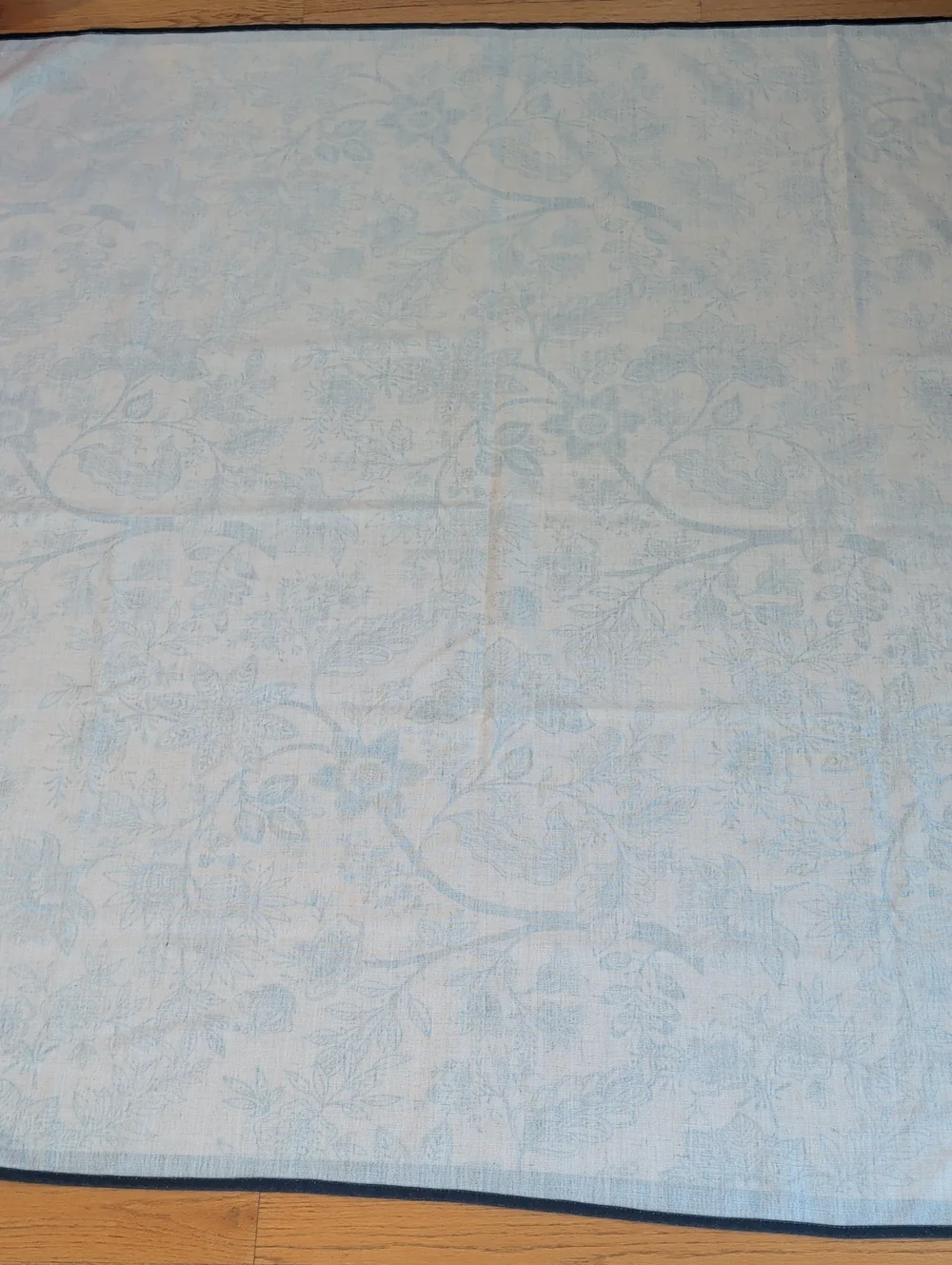 Linen Blend Square Blue Floral Tablecloth - Classic Botanical Print